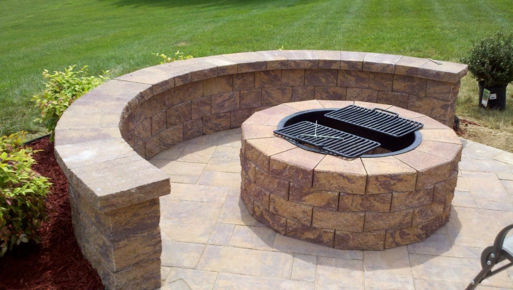  Firepits (Stone patio, sitting wall, and fireplace lined with stainless-steel material in Columbia, MD)