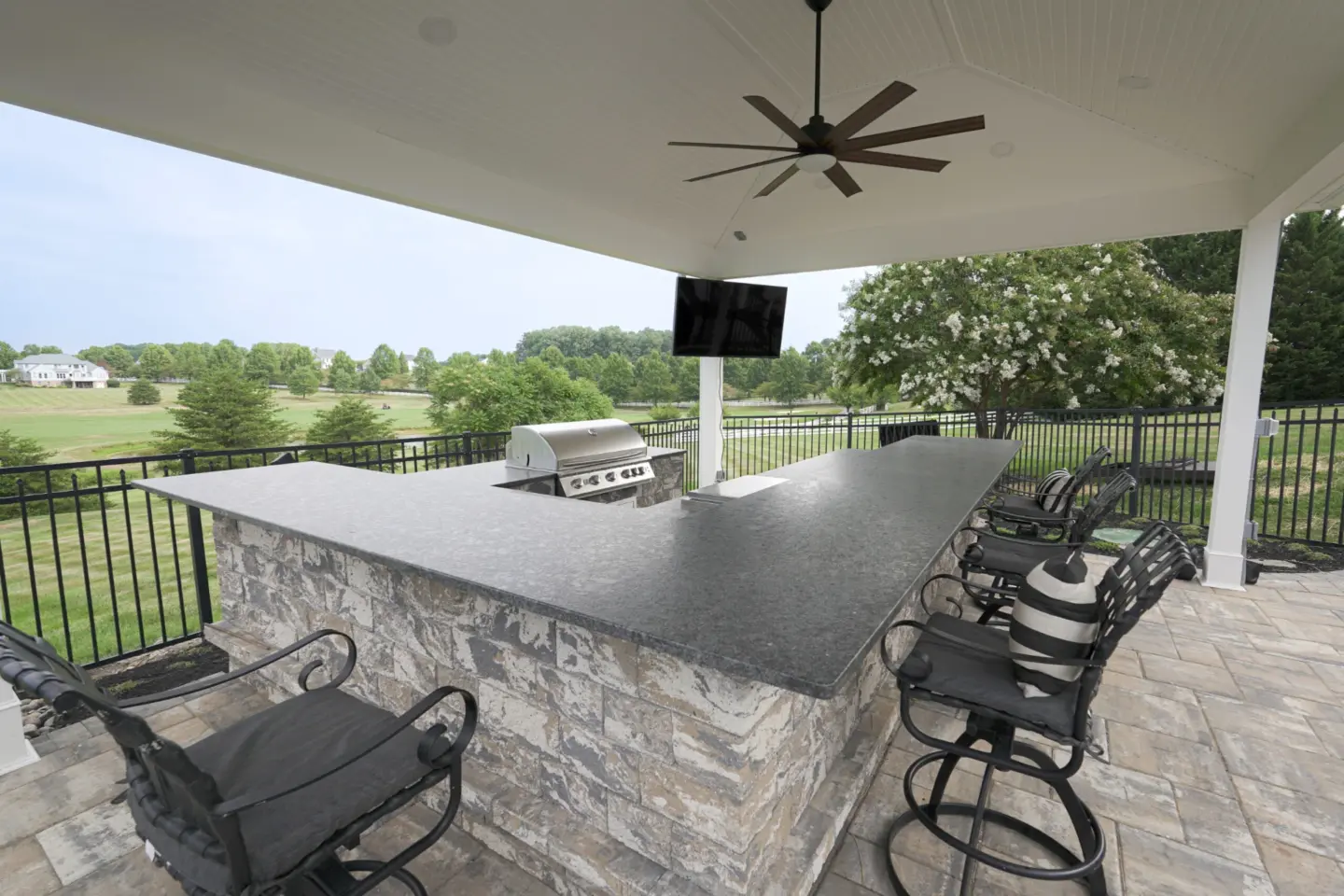 Outdoor Pavilion Versatex Beadboard Ceiling Lighting Fan Nicolock Pavers scaled