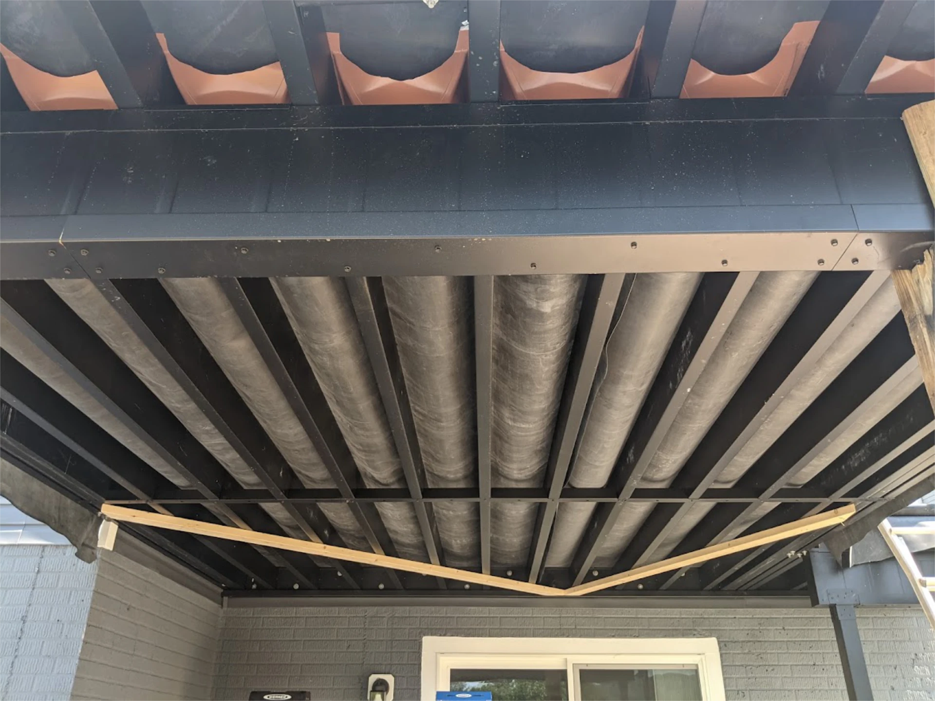 Close up insulated roof panels of carpots