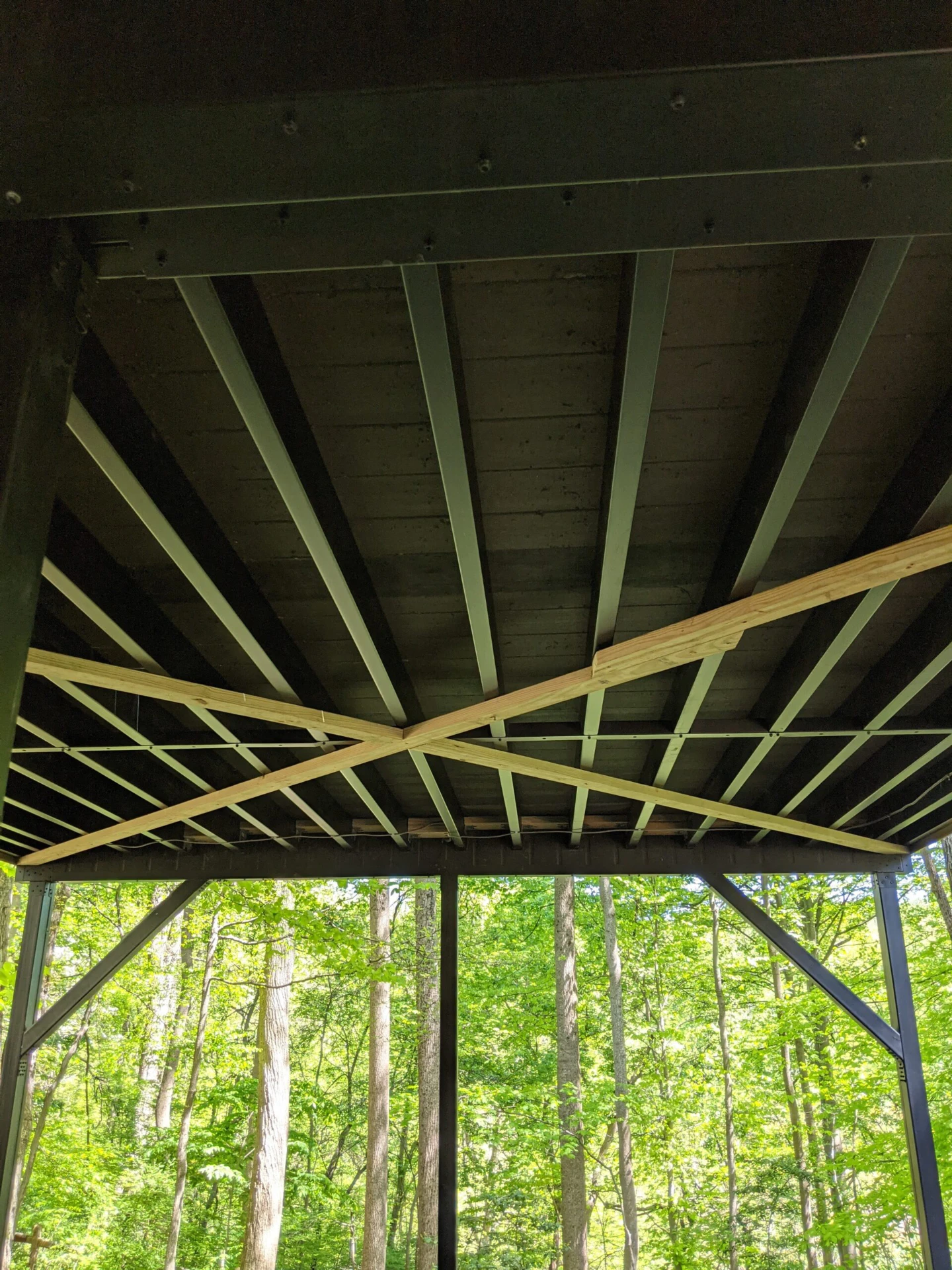 Elevated deck repair on the forest area