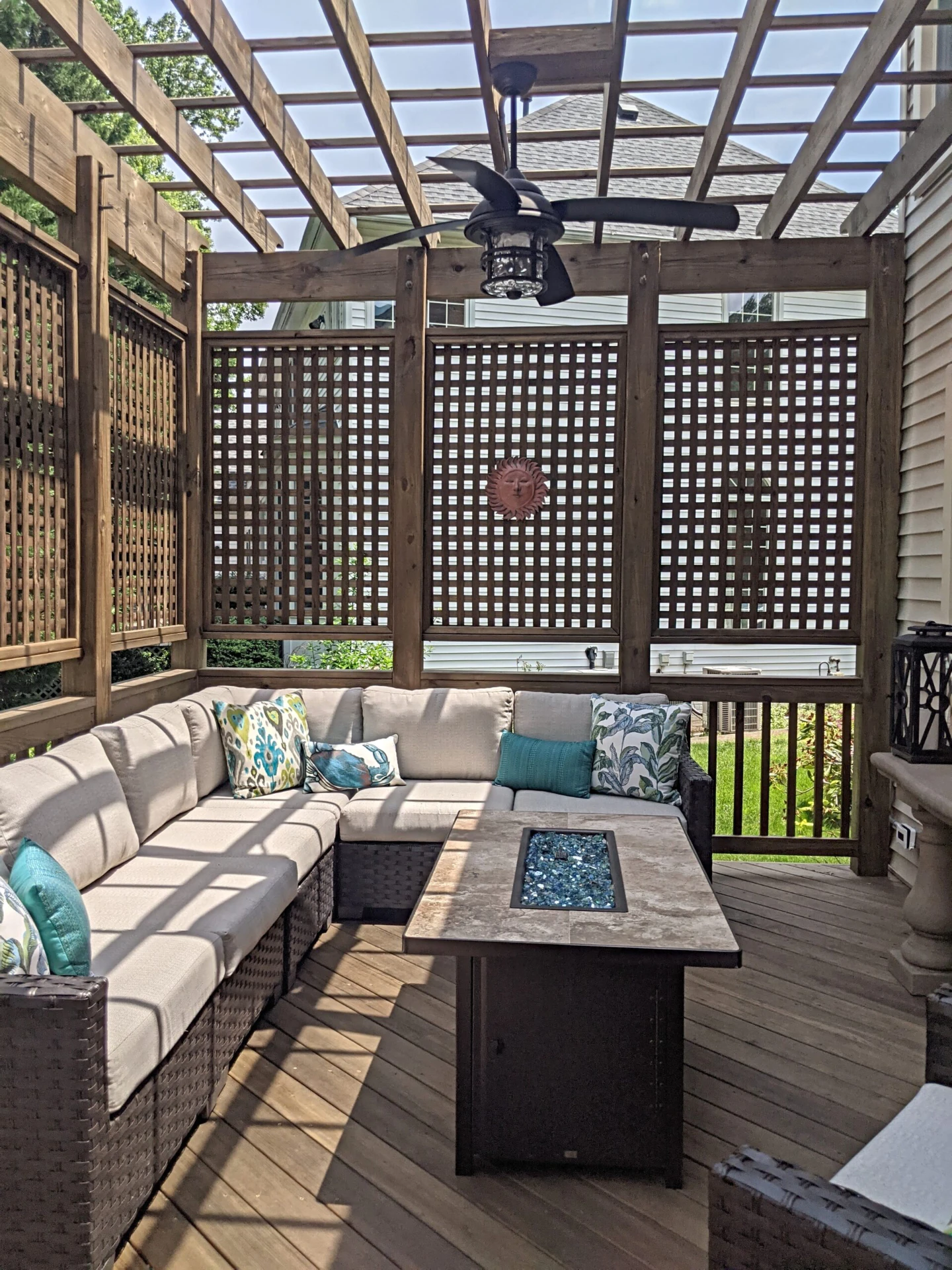 Wooden privacy screen installation